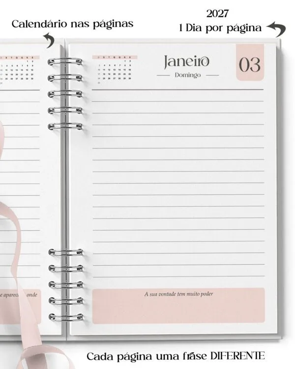 Combo 16 Agendas Femininas Neutra 2027 PERMANENTE Versículos Frases Horários - Imagem 14