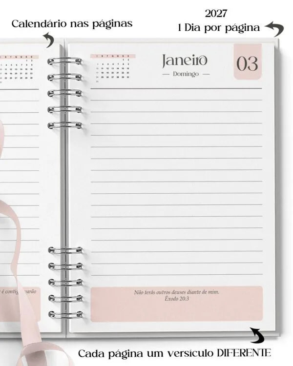 Combo 16 Agendas Femininas Neutra 2027 PERMANENTE Versículos Frases Horários - Imagem 16