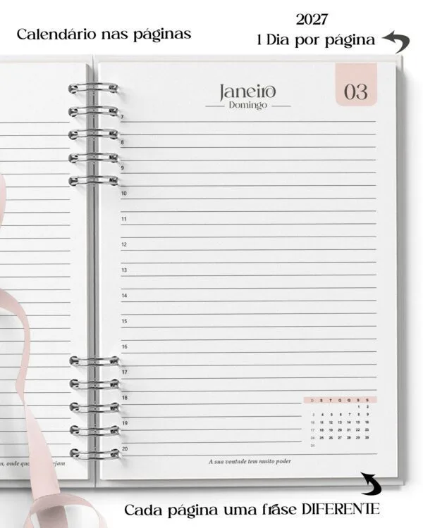 Combo 16 Agendas Femininas Neutra 2027 PERMANENTE Versículos Frases Horários - Imagem 15