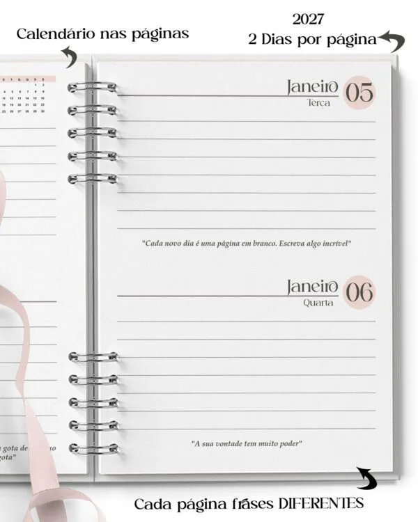 Combo 16 Agendas Femininas Neutra 2027 PERMANENTE Versículos Frases Horários - Imagem 17