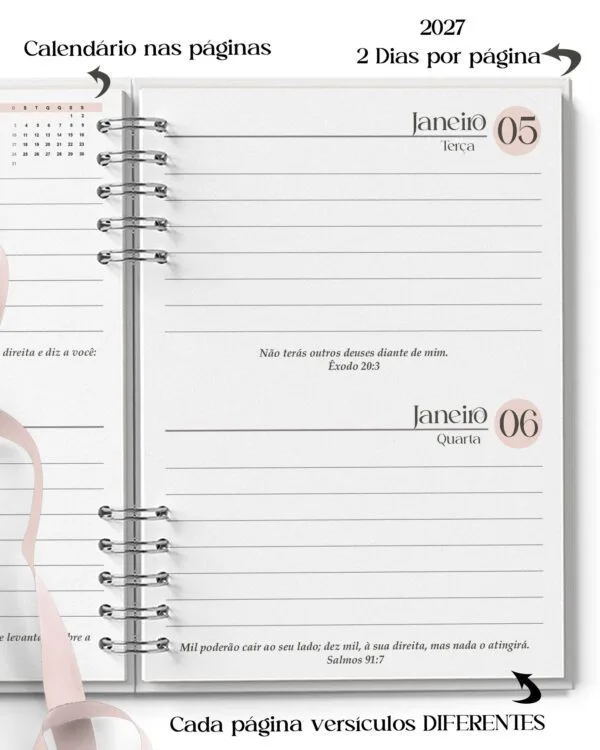 Combo 16 Agendas Femininas Neutra 2027 PERMANENTE Versículos Frases Horários - Imagem 13
