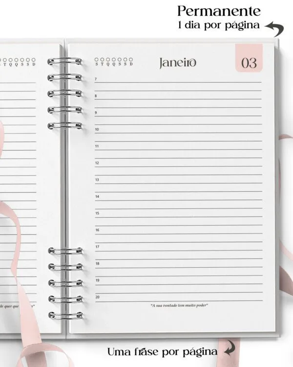 Combo 16 Agendas Femininas Neutra 2027 PERMANENTE Versículos Frases Horários - Imagem 7