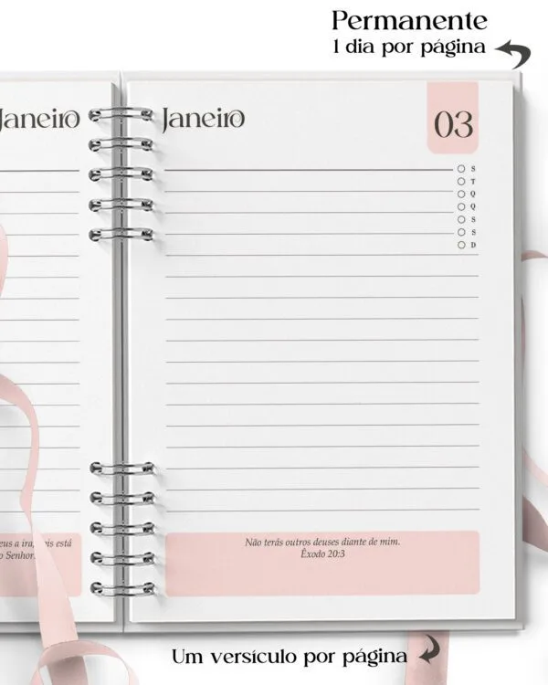 Combo 16 Agendas Femininas Neutra 2027 PERMANENTE Versículos Frases Horários - Imagem 5