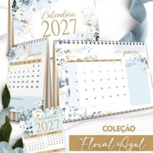 Arquivo Kit Calendários 2027 Coleção Floral Azul