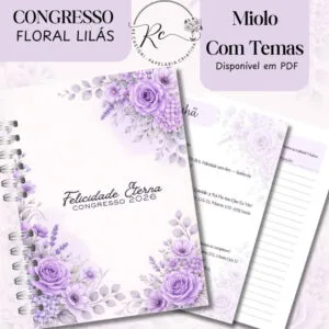 Arquivo Caderno Congresso Felicidade Eterna - Floral Lilás com tema