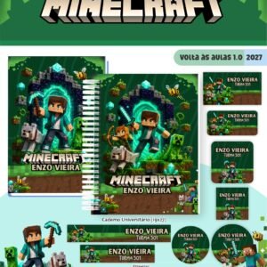 Combo Escolar Minecraft - Volta às Aulas 2027