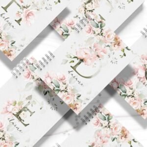 Combo Arquivo 26 Capas Caderno Alfabeto Floral Rosa + Miolo Decorado