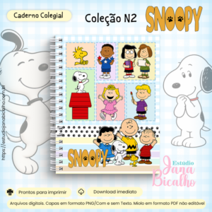 Caderno Colegial Coleção N2 Snoopy