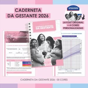 Caderneta da Gestante 2026 Original + 4 cores personalizadas